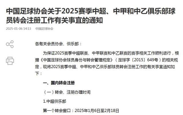 开云体育官网-三级联赛转会窗开启 中超累计注册外援不超过6人