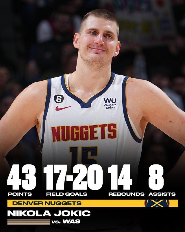 kaiyun-两分球18中17爆砍43+14！约基奇接过迈克尔·乔丹杯